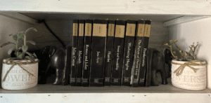 Hard Books lined up for reading on a table