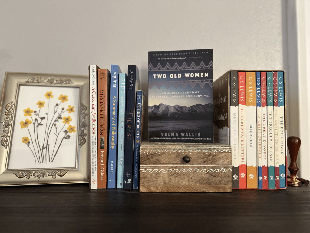 A collection of books on motherhood arranged on a table